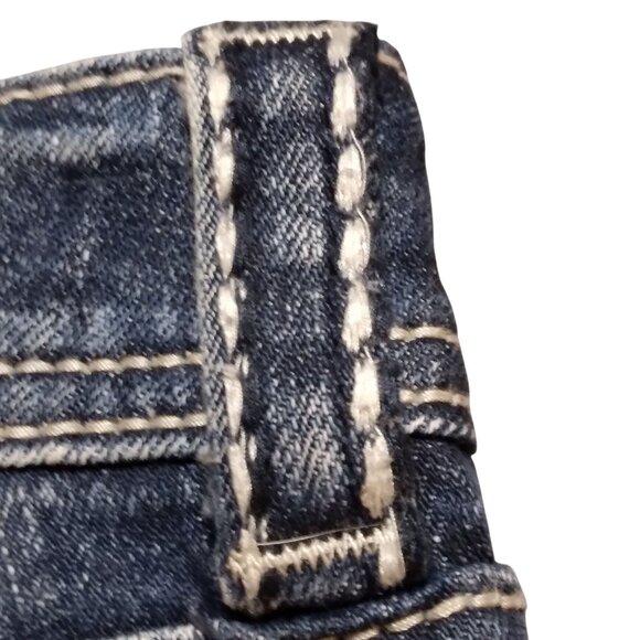 Miss Me Women Dark Wash Low Rise Capris 30 Y2Kcore Casual Comfy Distressed Jean - Picture 11 of 16